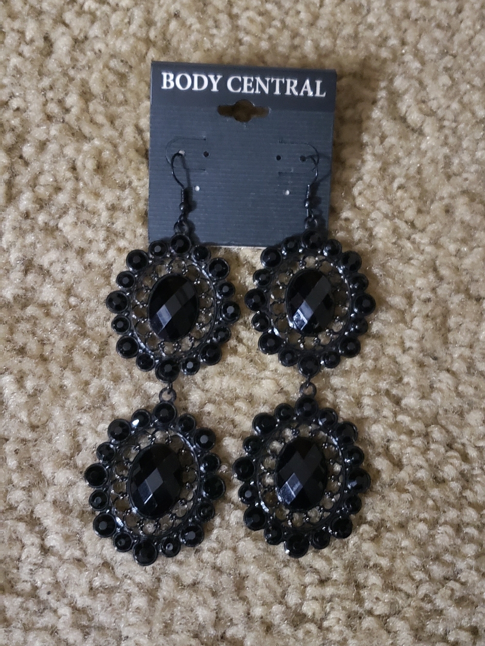 Body Central Black Double-Drop Faceted Earrings